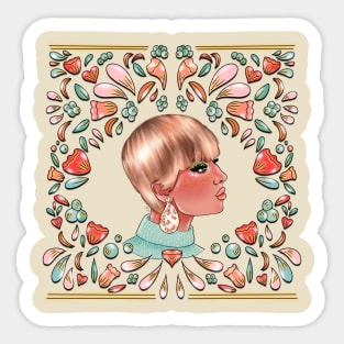 Vintage Bust Pattern Design Sticker